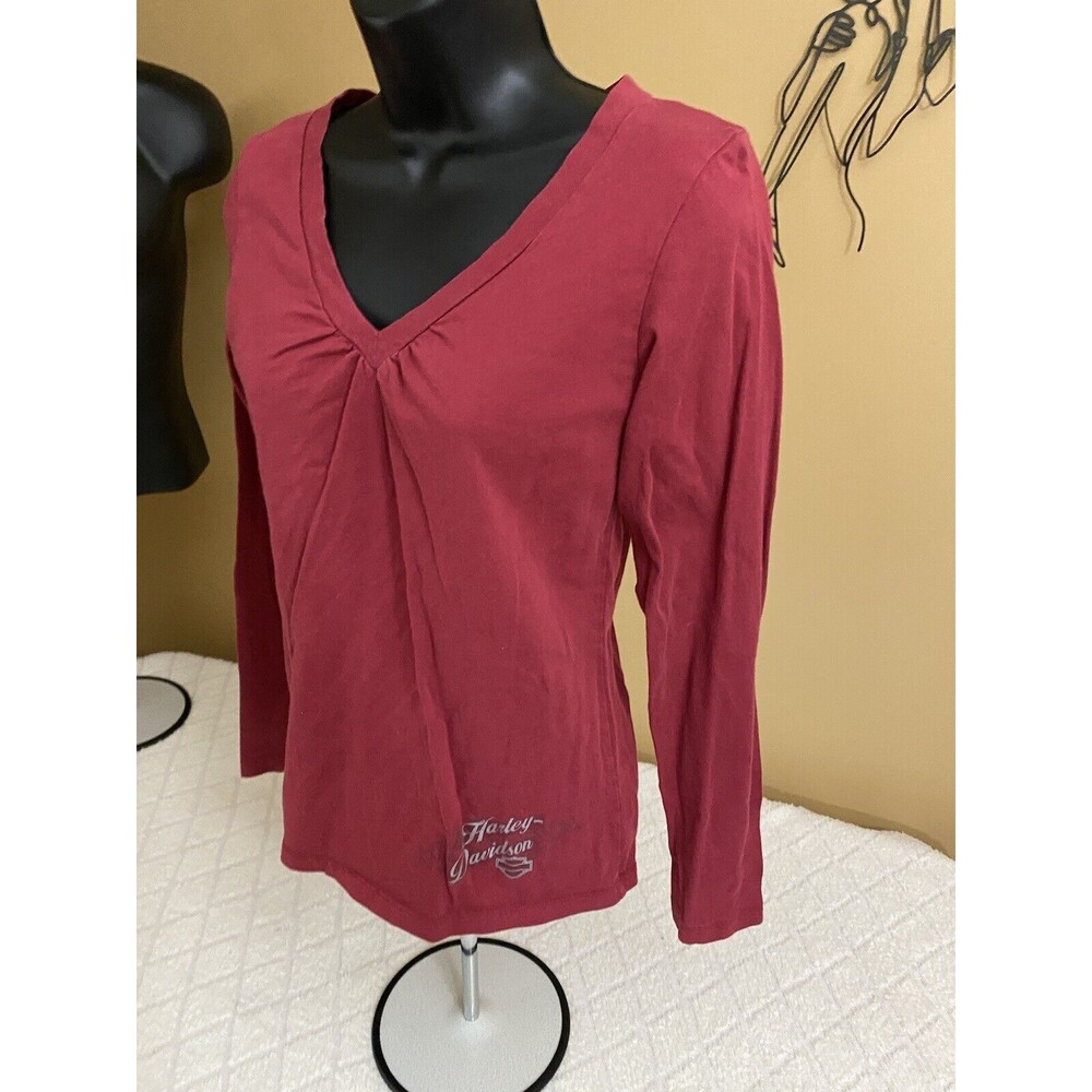 Vintage Harley Davidson York PA USA Made Women’s Red Long Sleeve Top Size Large - Picture 6 of 16